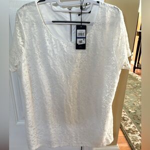 NWT Tommy Hilfiger White Floral Lace Top, XL